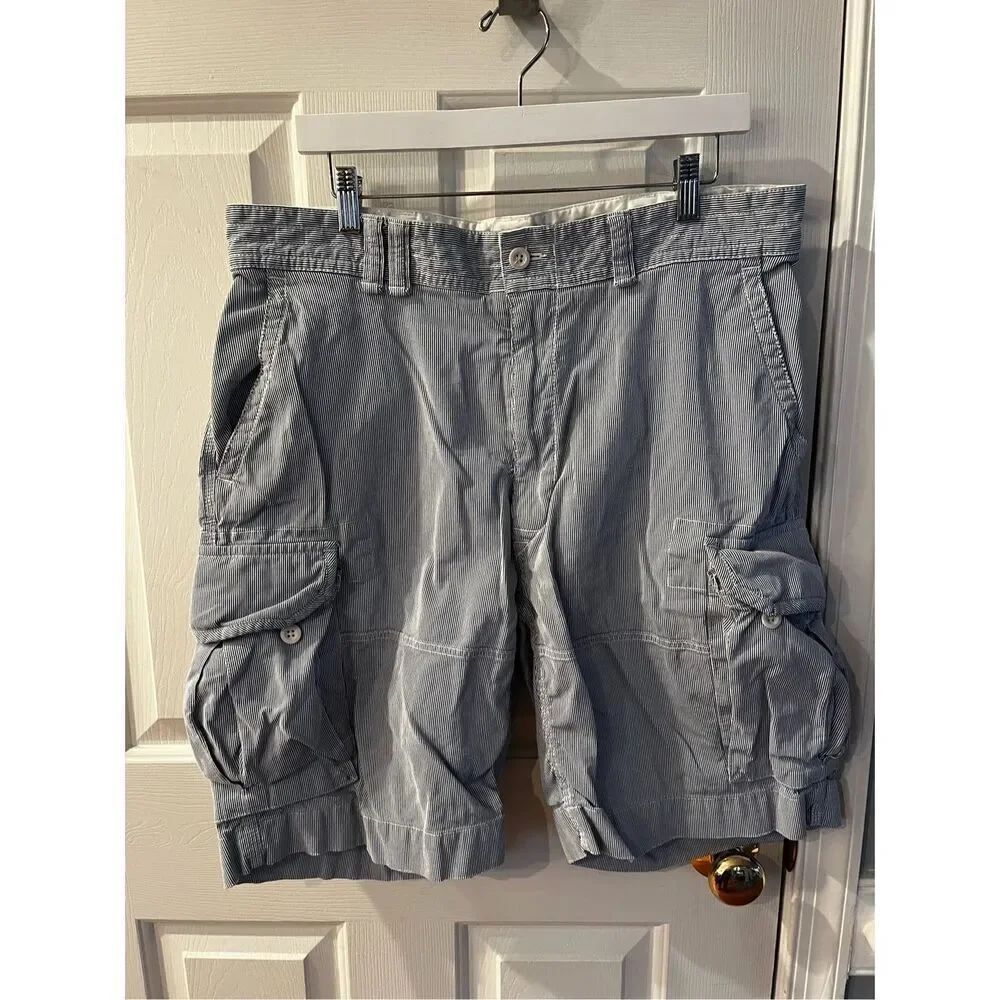 Polo Ralph Lauren Blue & White Stripe Cargo Capri Shorts 38T EUC